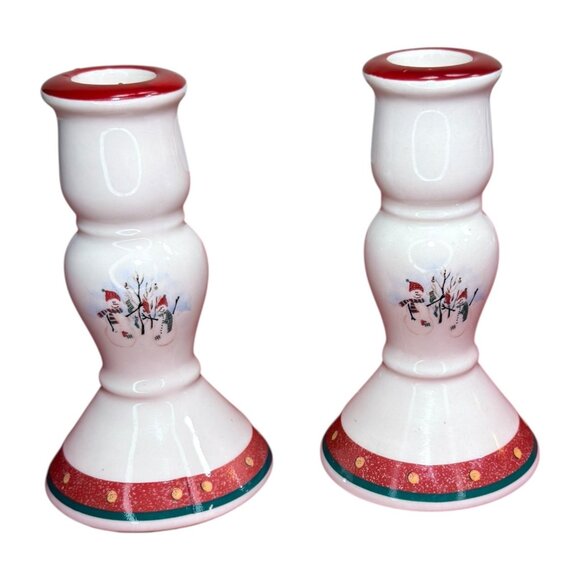 CIB Royal Seasons Stoneware 5-Piece Accessory Set Snowman Design Holiday Decor - Picture 8 of 11